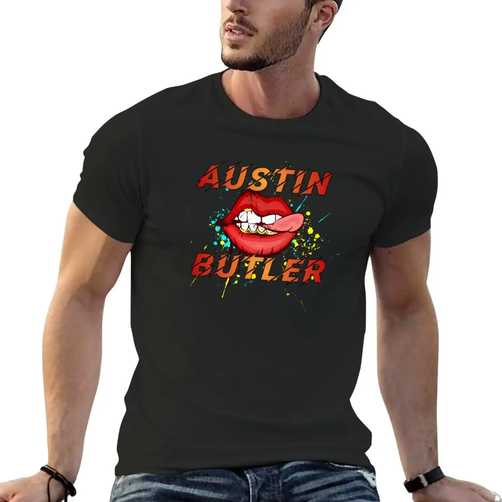 New austin butler T-Shirt sweat shirts funny t shirt summer top Short sleeve plain black t shirts men