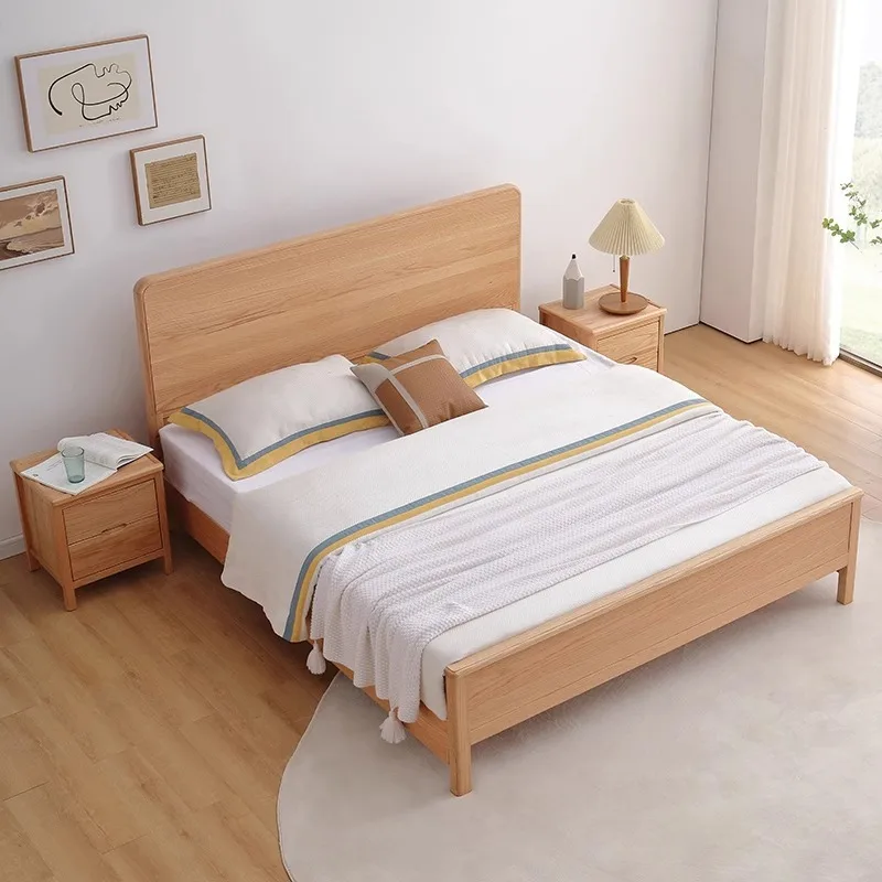 Full solid wood red oak frame wedding bed 1.8 meters double two-meter bed 1.2 meters single bed