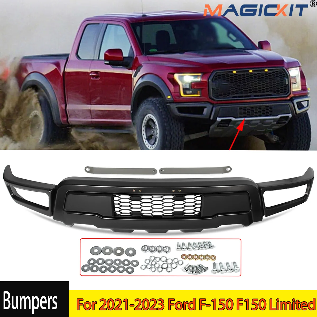 Front Bumper Kit Raptor Style Gray Steel For 2021-2023 Ford F-150 F150 Limited