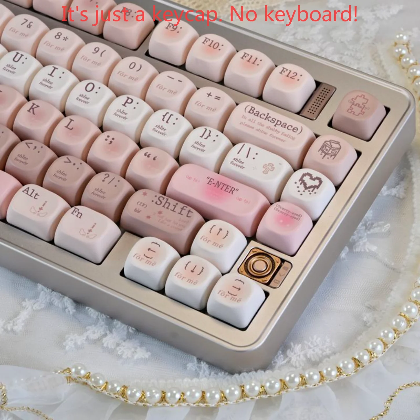 موضوع نصفي قليلاً، غطاء مفاتيح MOA باللون الوردي للفتيات PBT 130، مخصص للوحة المفاتيح الميكانيكية 60/84/98/108 #4