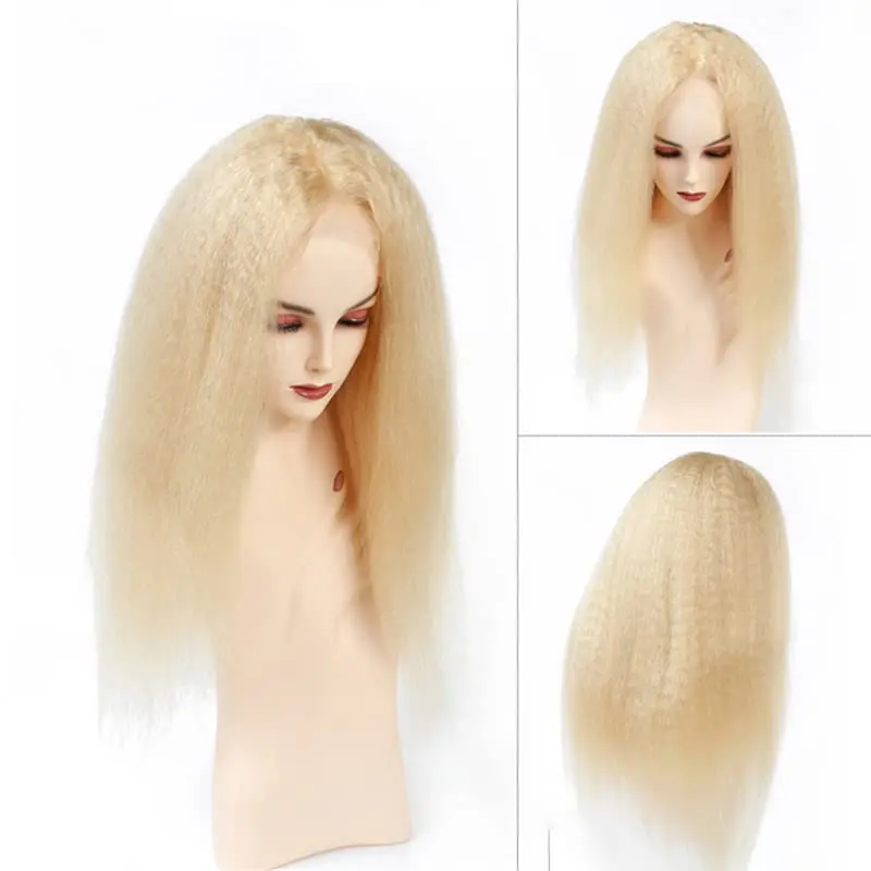 

613 Kinky Straight Lace Front Wig 200% Density 13X4 Kinky Straight 613 Blonde Lace Front Wig For Woman