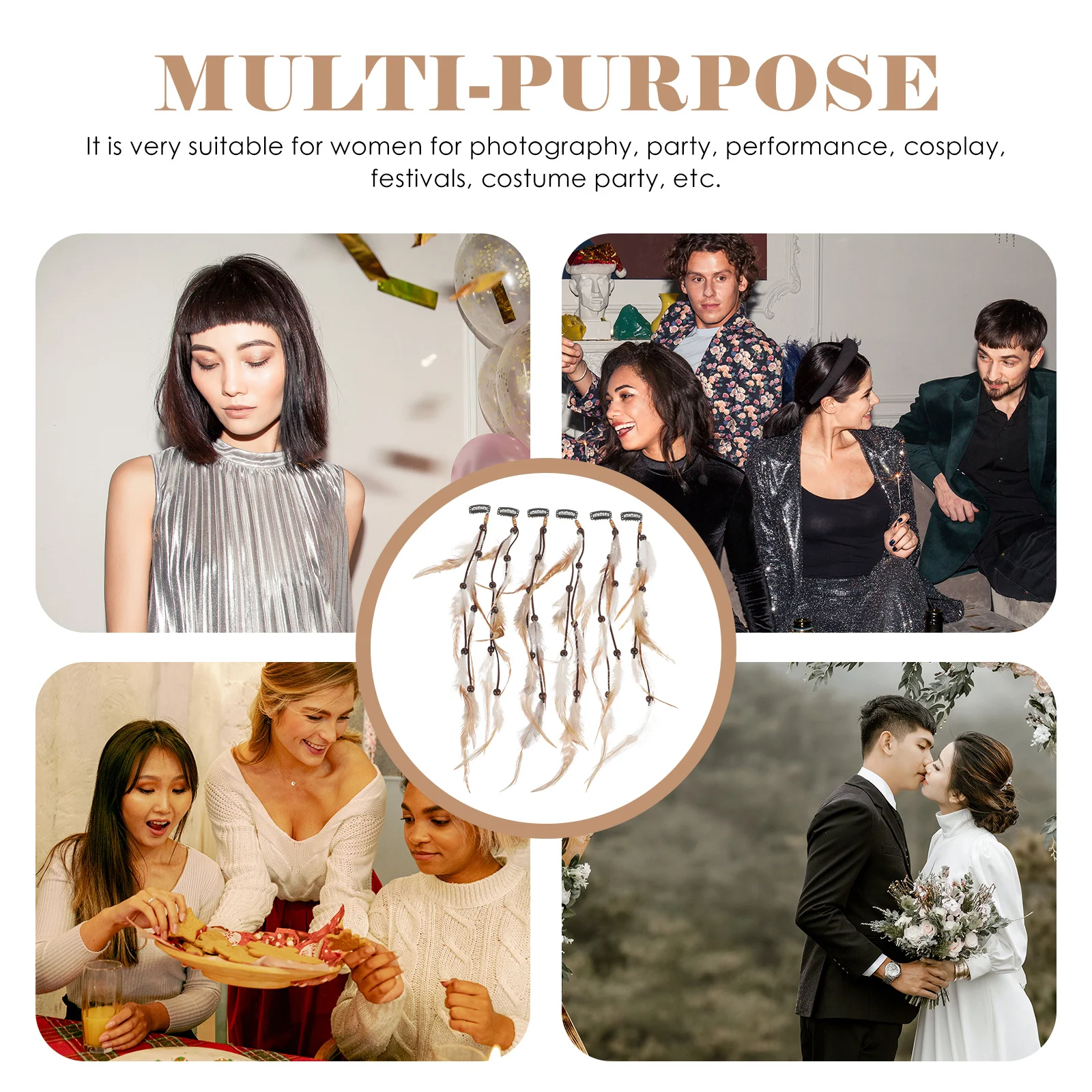 

Набор из 6 винтажных этнических заколок для волос в индийском стиле, накладные пряди для женщин, для косплея, вечеринок и фестивалей, заколки-косы