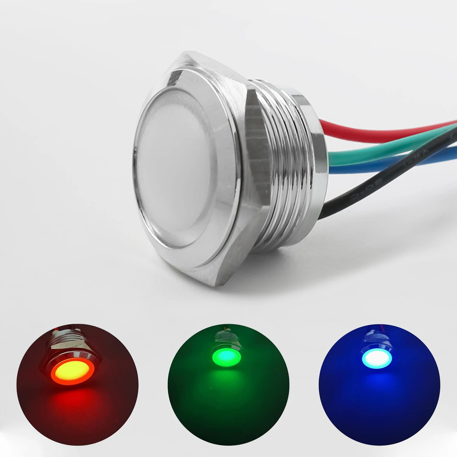 ABILKEEN 10PCS 22MM Domed Head LED Pilot Lamp RG Bi-Color/RGB Tri-Color LED Illuminated Signal Indicator light AC/DC 6V 24V 220V