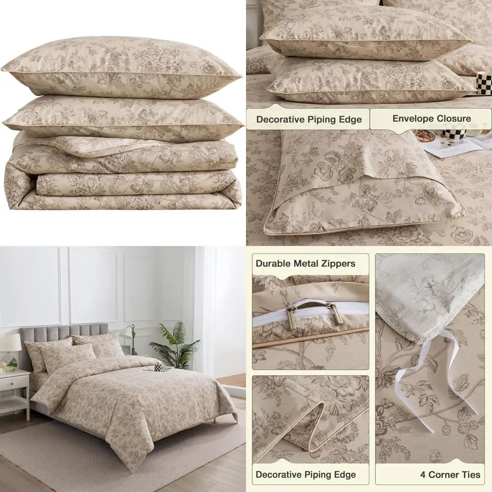 

Бежевый пододеяльник Loral, размер Queen, 100% хлопок перкаль, в стиле шебби-шик, комплект постельного белья, с застежкой-молнией, двусторонний, очень мягкий и комфортный