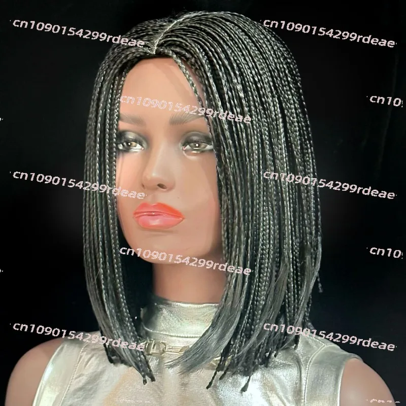 Female medium Bobo head short three-strand braided headgear semi-hand woven chemical fiber wig headgear 12 inches