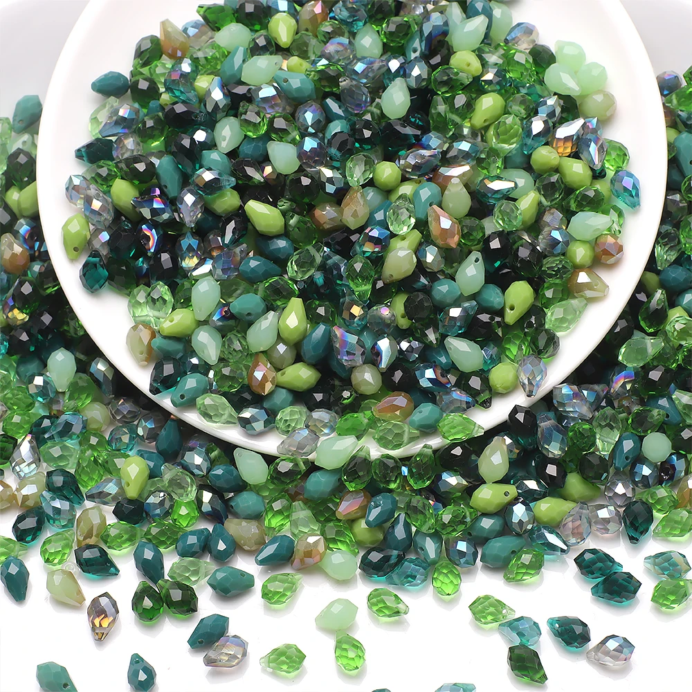 50 Teile/los 5X8mm Grün AB Kristall Glas Facettierte Teardrop Perlen Für Schmuck Machen Halskette Kleidungsstück Diy Zubehör großhandel