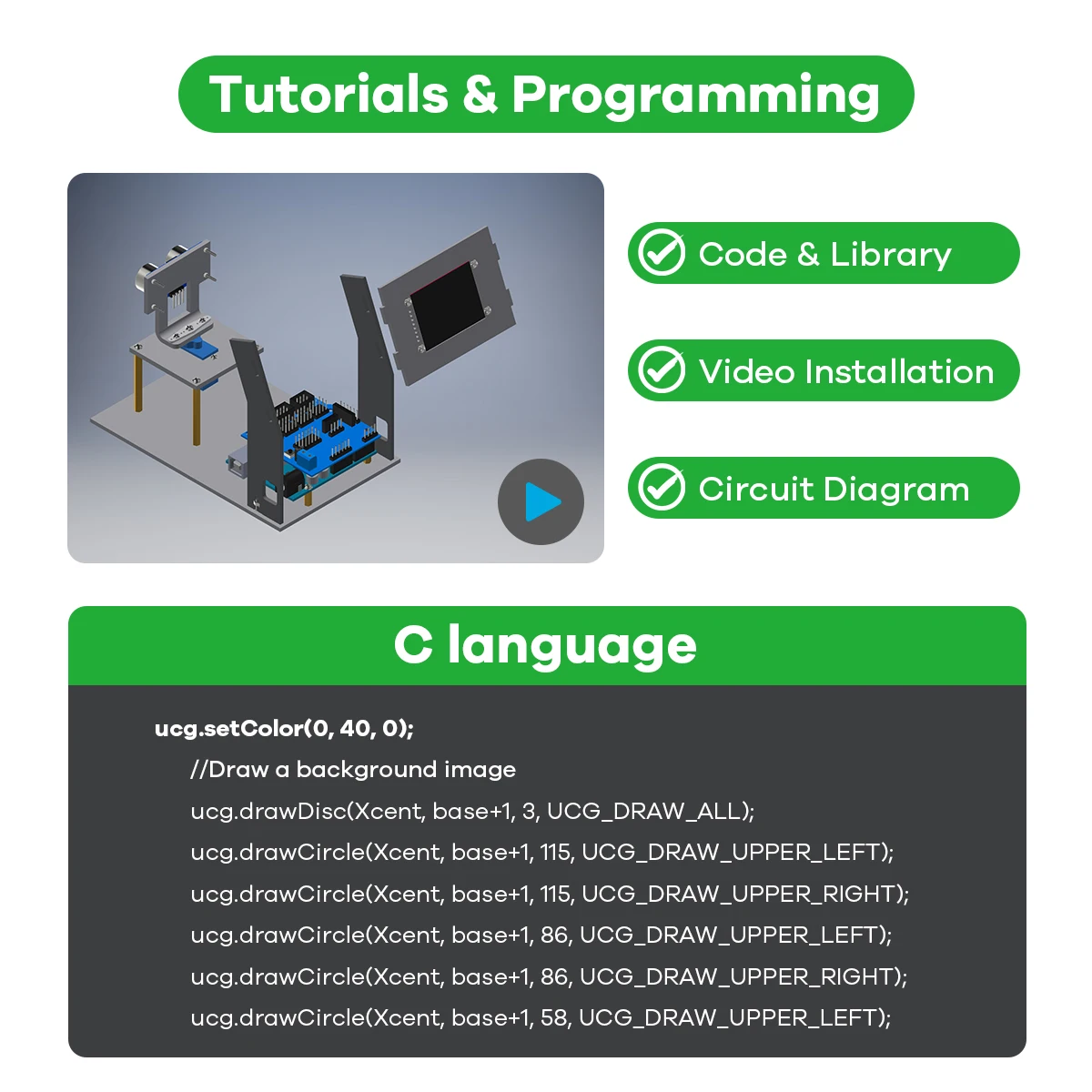 LAFVIN Simulation Ultrasonic Radar Sensor Module for Arduino DIY Kit 180-Degree Scanning Detector With 1.8" SPI TFT Screen