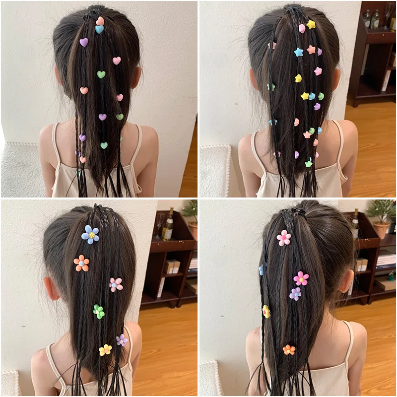 1PC Cute Girls Pentagram Flower Wigs Ponytail Headbands Rubber Bands Hair Bands Headwear Kids Hair Accessories Hair Ornament