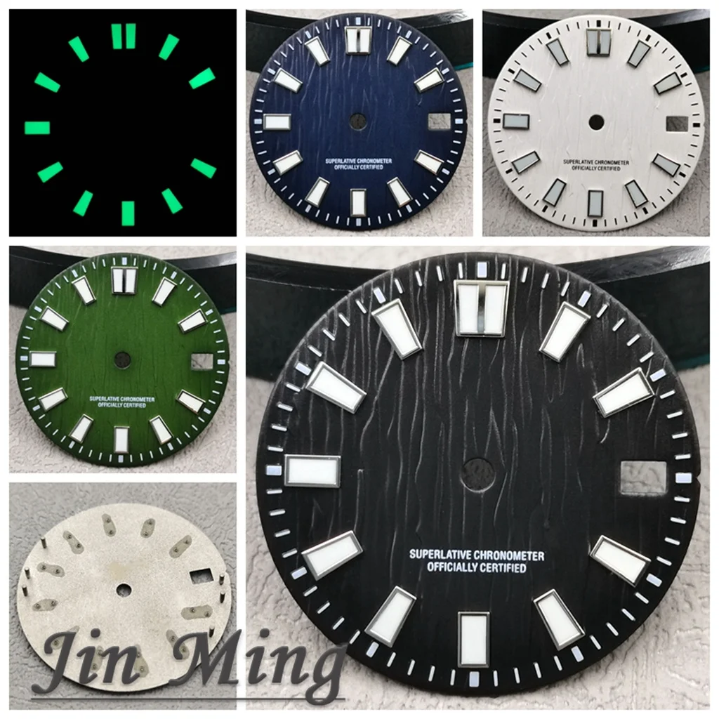 جودة عالية 28.5 مللي متر أبيض أخضر أسود أزرق نافذة التاريخ الأخضر مضيئة العقيم الهاتفي صالح NH35 /NH36/4R/7S الحركة التلقائية
