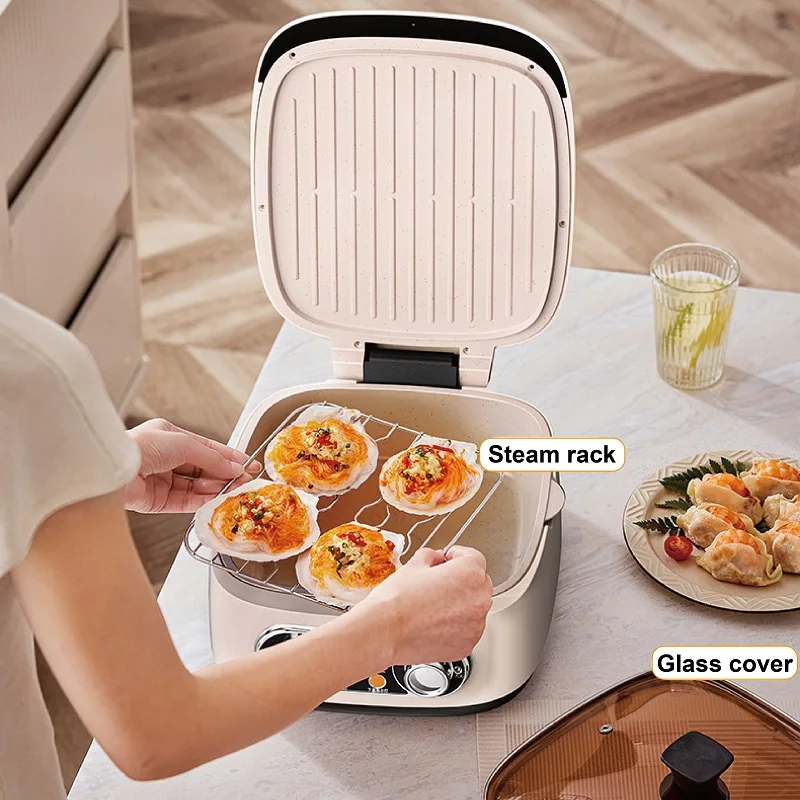 

Многофункциональная электрическая форма для выпечки 1800 Вт, двойной диск с подогревом, подвесная машина для блинов, керамика, антипригарная кастрюля, горячая кастрюля, мультиварка