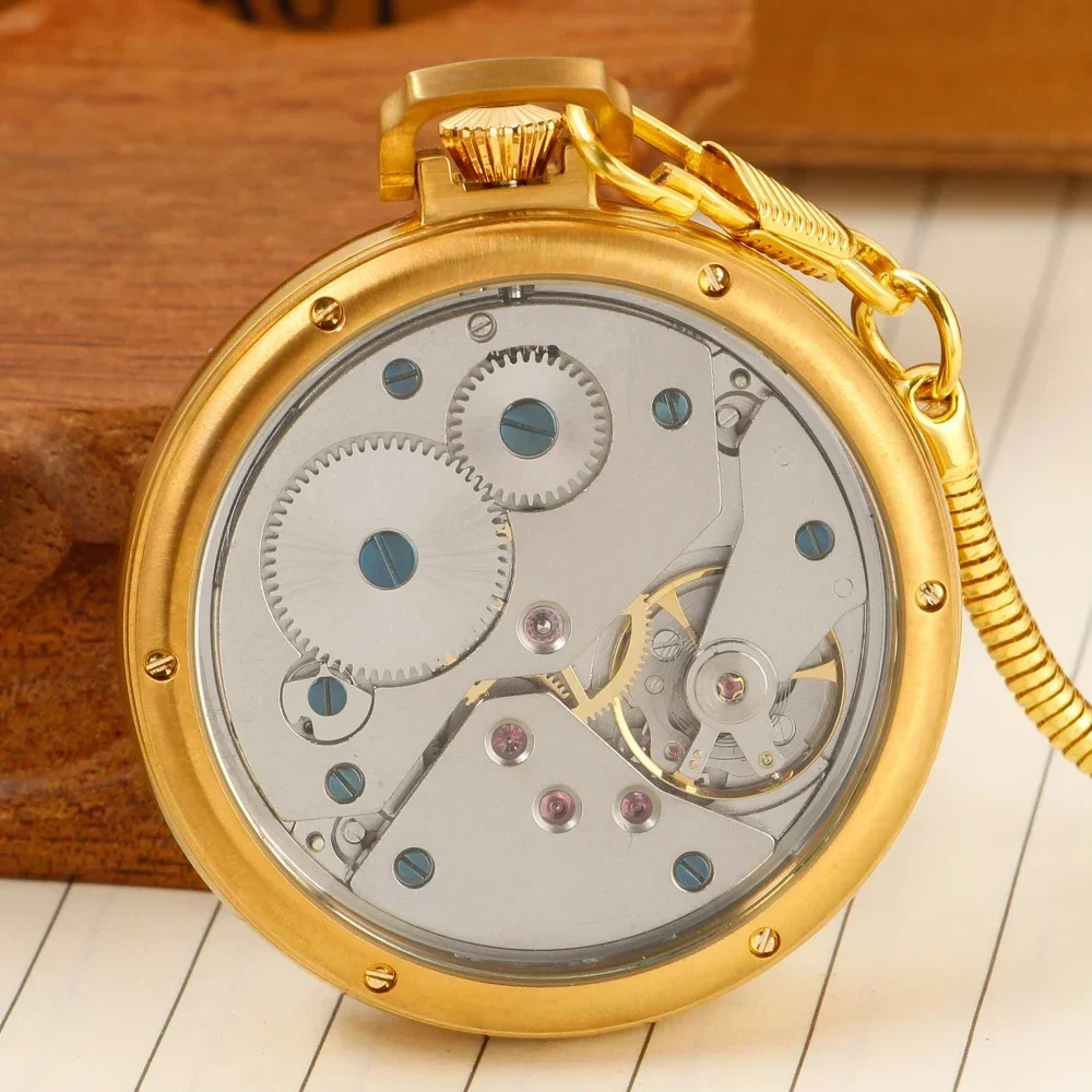 Luxury High Quality Gold Full Steel Imperial Pocket Watch Mechanical Wind Up Vintage Antique Clock Honed Stainless Original Box