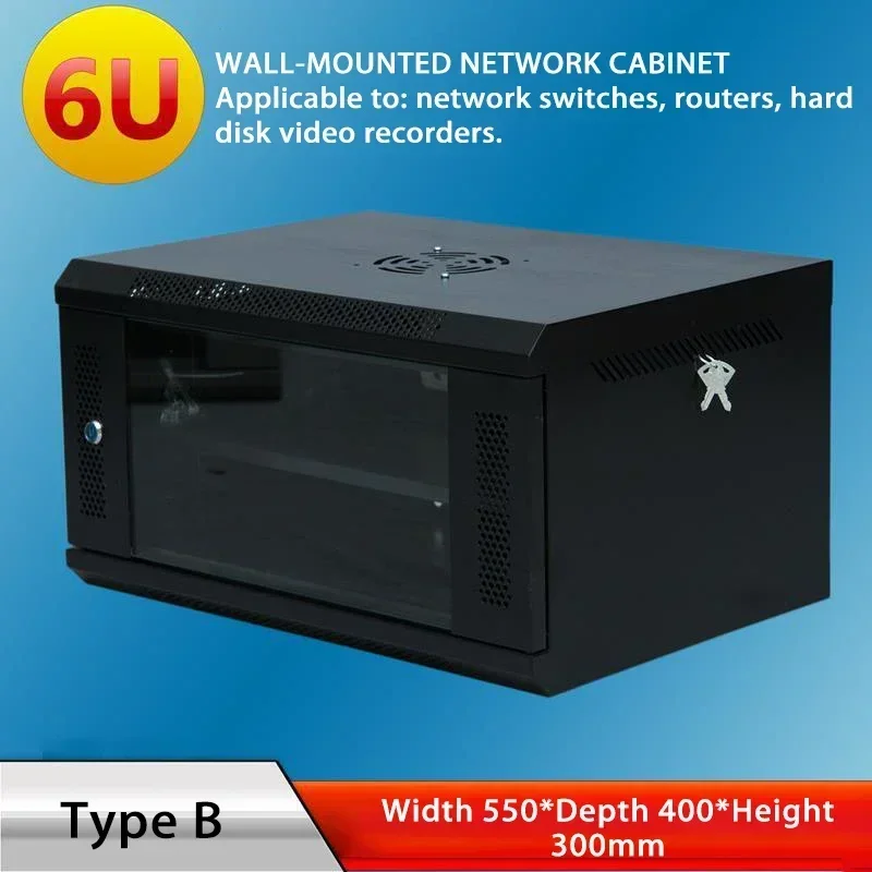 6U Network Cabinet Wall-mounted Cabinet Monitoring Weak-box Computer Cabinet 220V/110V 1pc