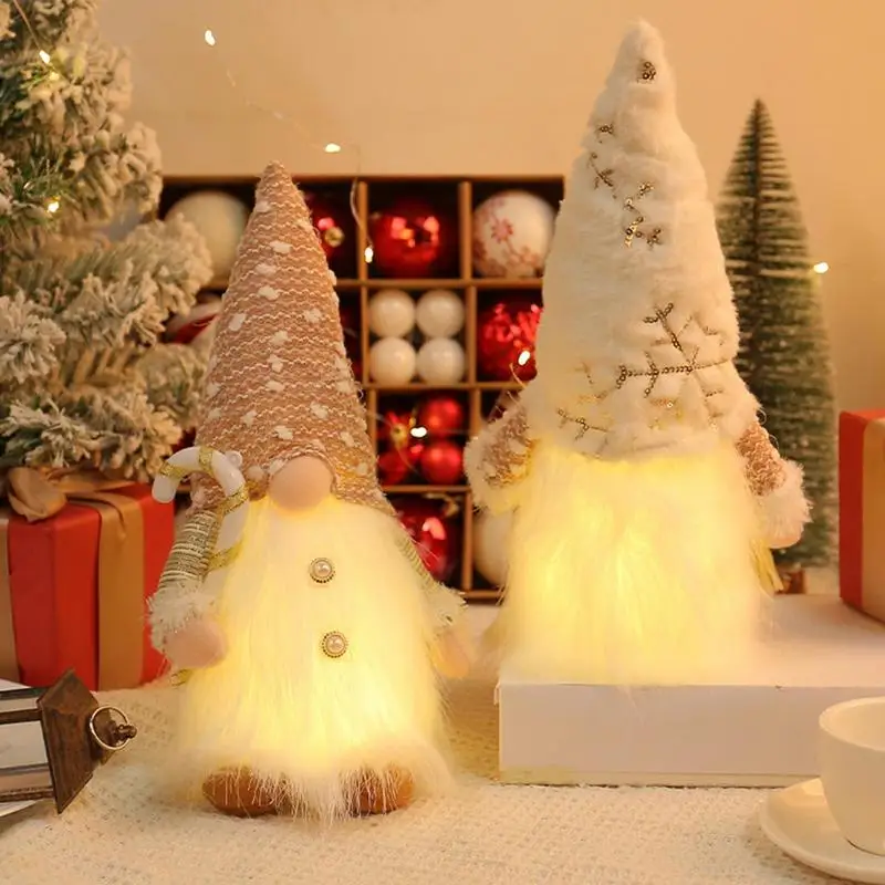 Christmas Gnomes Decorations Room Decorations Gnomes Plush With LED Gnome Figurine Coffee Kitchen Decor Christmas Decorations