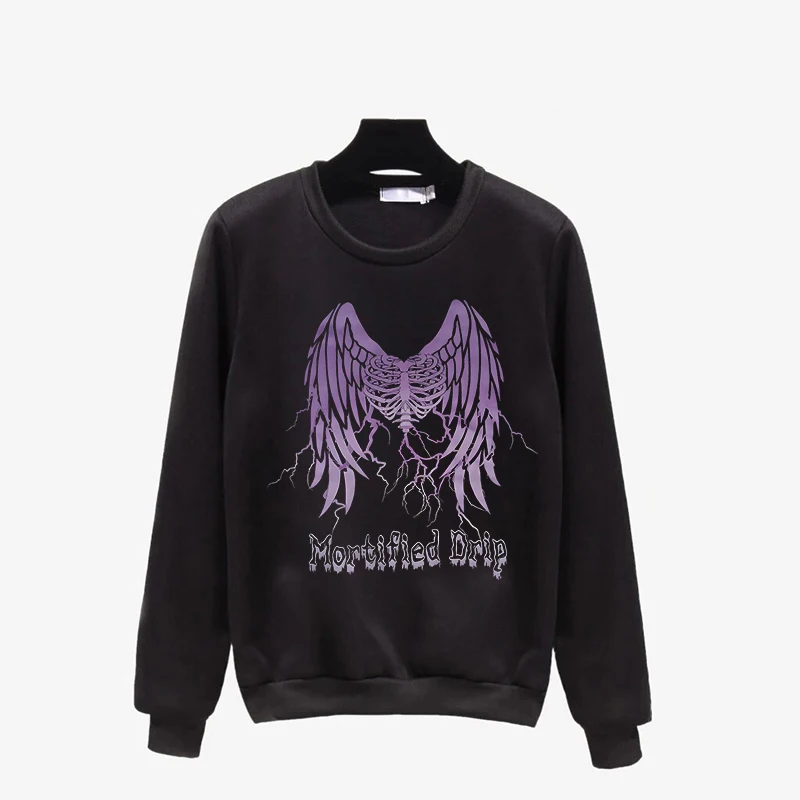 

Y2K Style Creative Wing Pattern Print Hooded Sweatshirts Vintage Gothic Harajuku Loose Hoodie Fashion Long Sleeve Woman Pullover