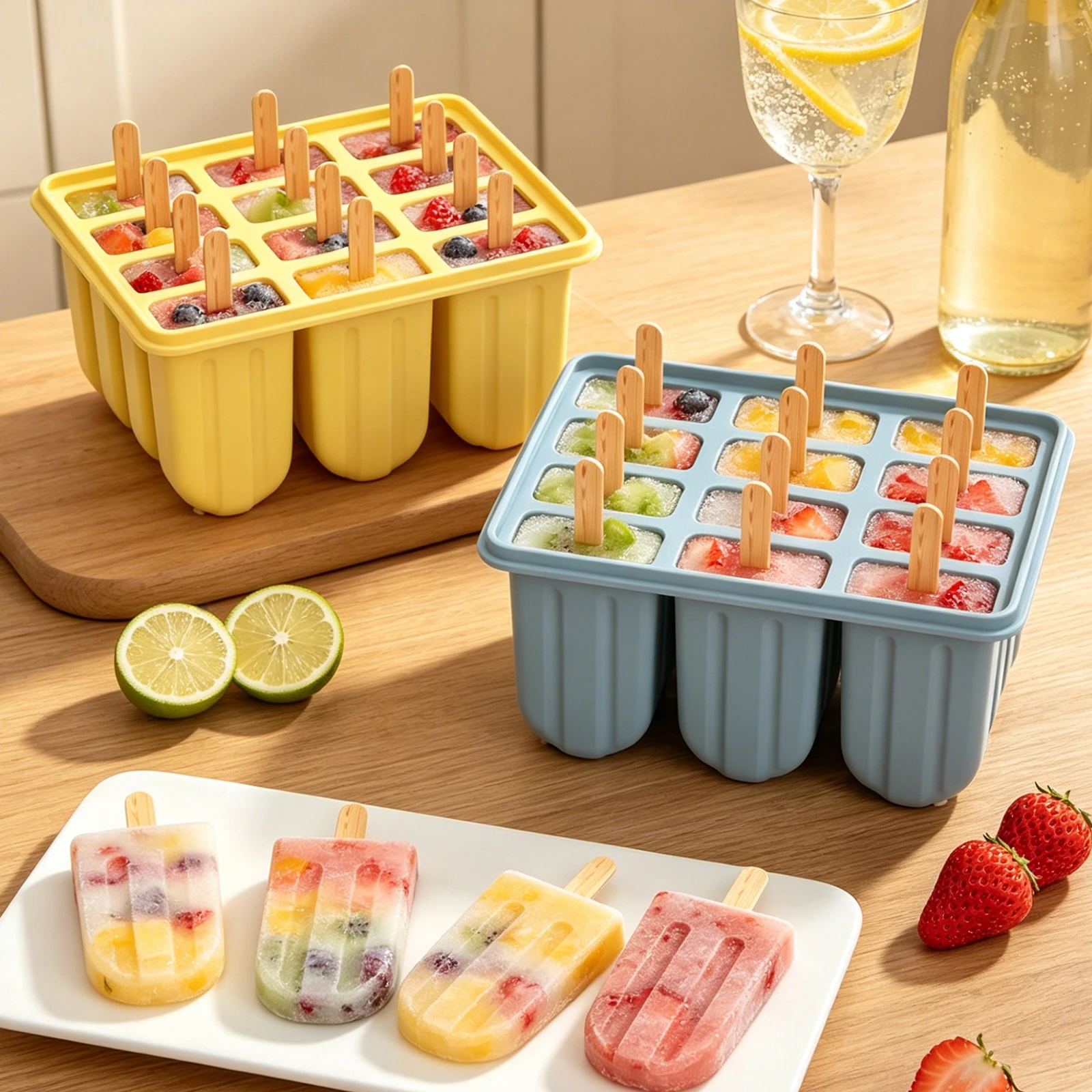 Silicone Popsicle Mold 12-Cavity Large Popsicle Mold Silicone Popsicle Manufacturer Mold Popsicle Mold Homemade Ice Cream Frozen