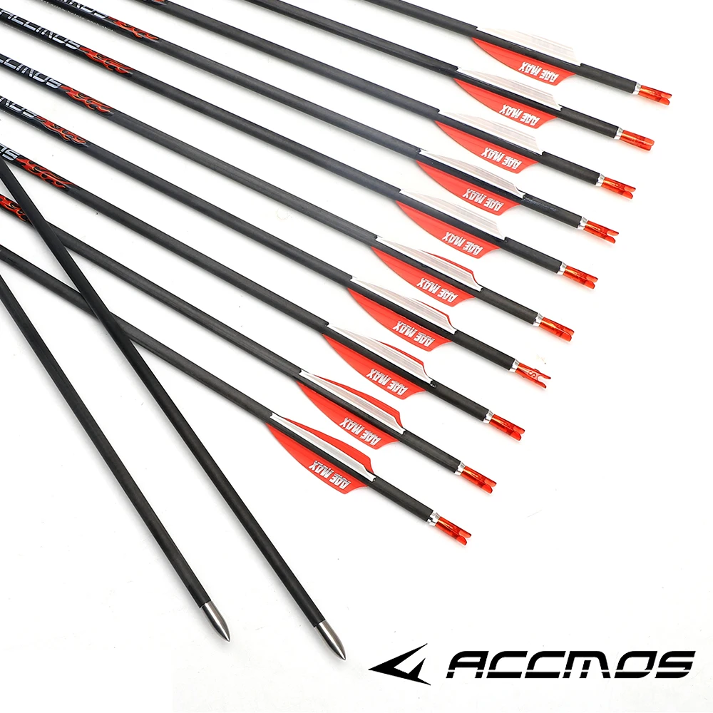 12pcs ID4.2mm 31/32in Pure Carbon Archery Arrow Spine 300/350/400/500/600/700/800/900/1000/1100/1300/1500/1800 with 2in Vane