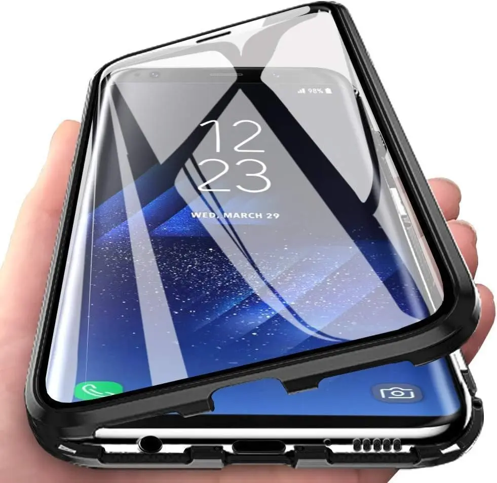 Nowe etui na telefon Samsung A56 z dwustronnym szkłem, A55 Magneto, A36 Metalowe Magnetyczne Etui Ochronne Pełne Pokrycie, Anty-podgląd