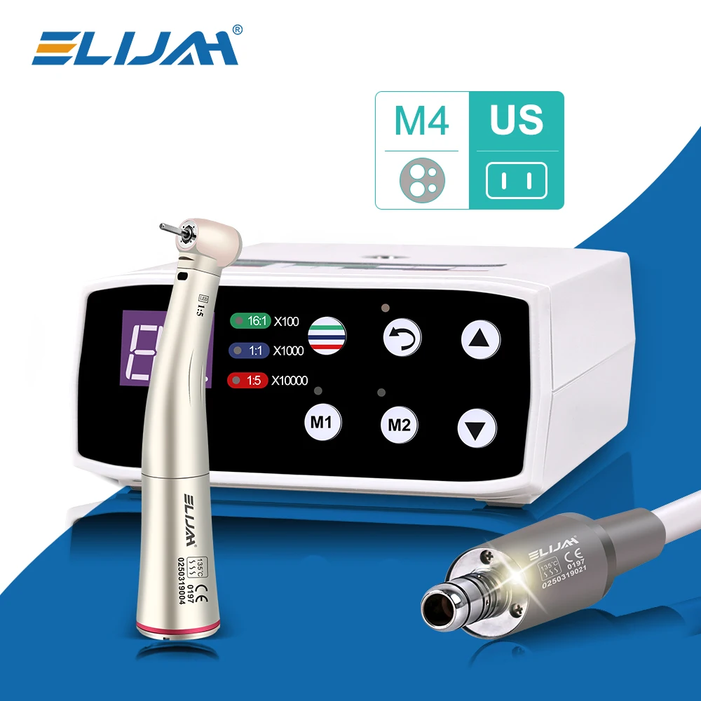 ELIJAH Tandheelkundige Borstelloze LED Micro Motor Interne Spray Elektrische Motor 1:1 1:5 Contra Hoek Lage Snelheid Handstuk Tandheelkundige Apparatuur