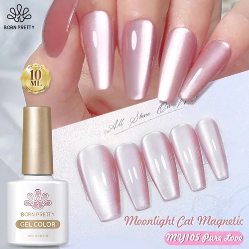 Imagen 2 del producto BORN PRETTY-Gel magnético para gato, luz de luna, color rosa desnudo, luz súper blanca, barniz magnético brillante, semipermanente, esmalte de Gel de 10ml