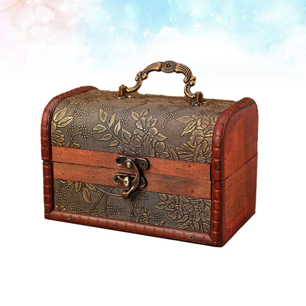 1Pcs Wooden Vintage Storage Box Large Retro Desktop Organizer Blue Style Sundries Container for Jewelry