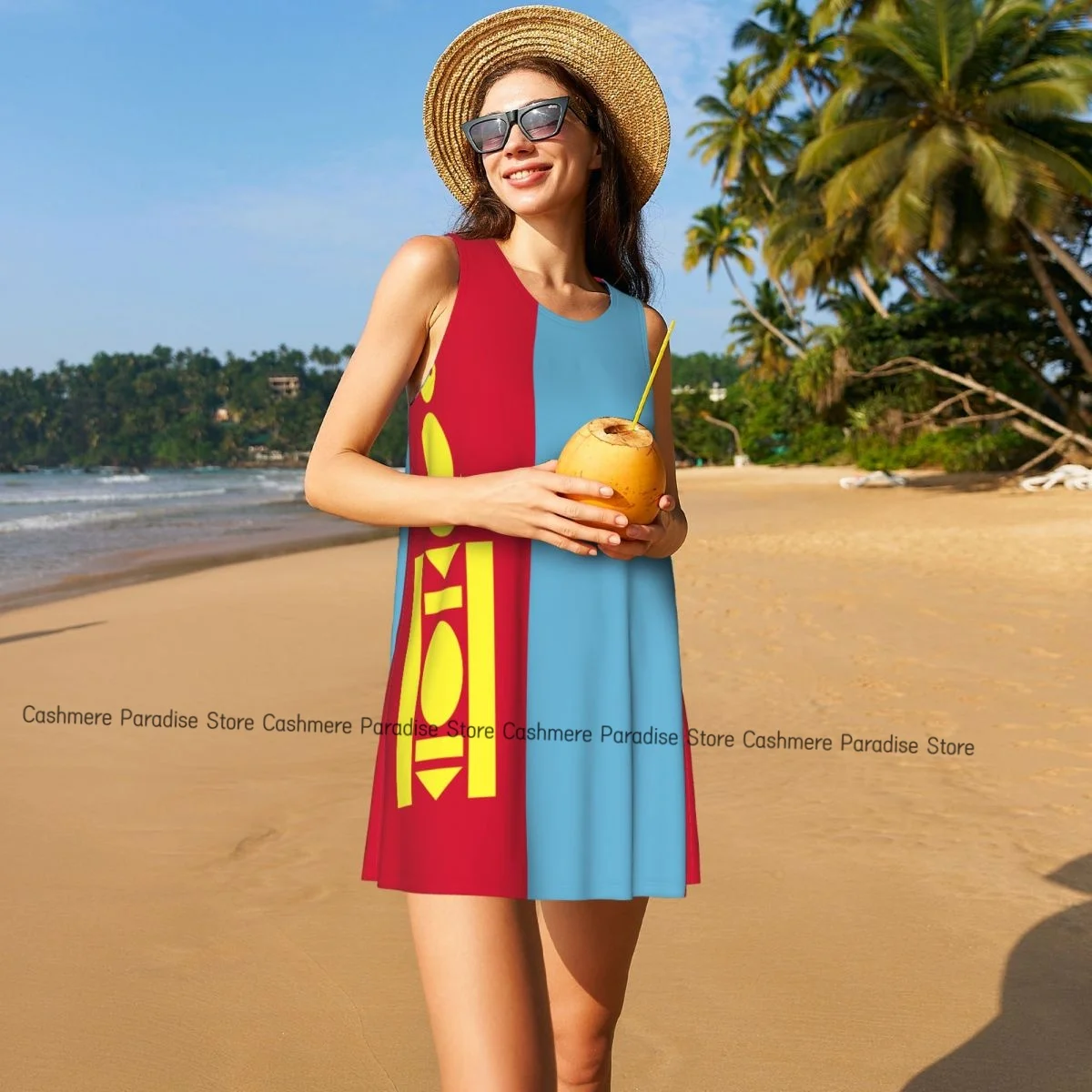 Robes d'été pour femmes, t-shirt de plage, sans manches, drapeau de la mongolie, décontracté, ample, débardeur, 2025