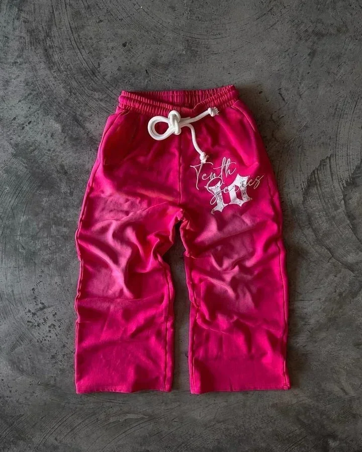 2026 New Pink Streetwear Y2k Casual Pants Hip-hop Goth High Street Quick Drying Loose Sweatpants Fashion Versatile Letters Print