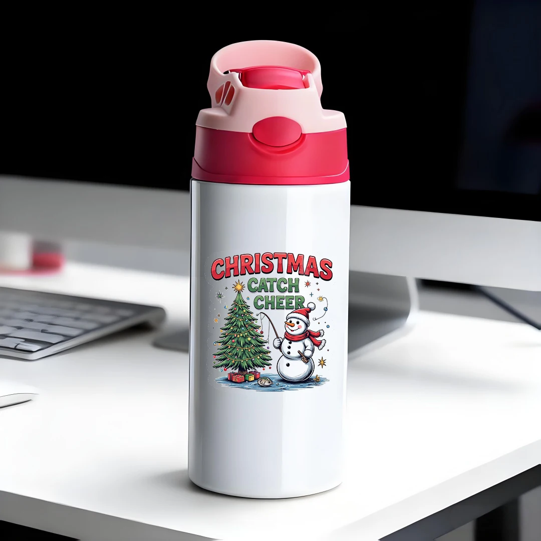 

304 Stainless Steel Insulated Cup Cartoon Christmas Straw Cup Kids Water Bottle Set Holiday Gift Box Essential for a Warm