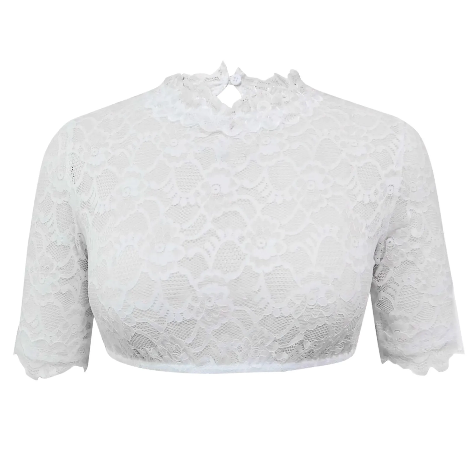 White Traditional Blouse Bavarian Oktoberfest Costume Wrap Crop Top Women Floral Lace Dirndl Sexy Shirt Beer Dirndl Blouse