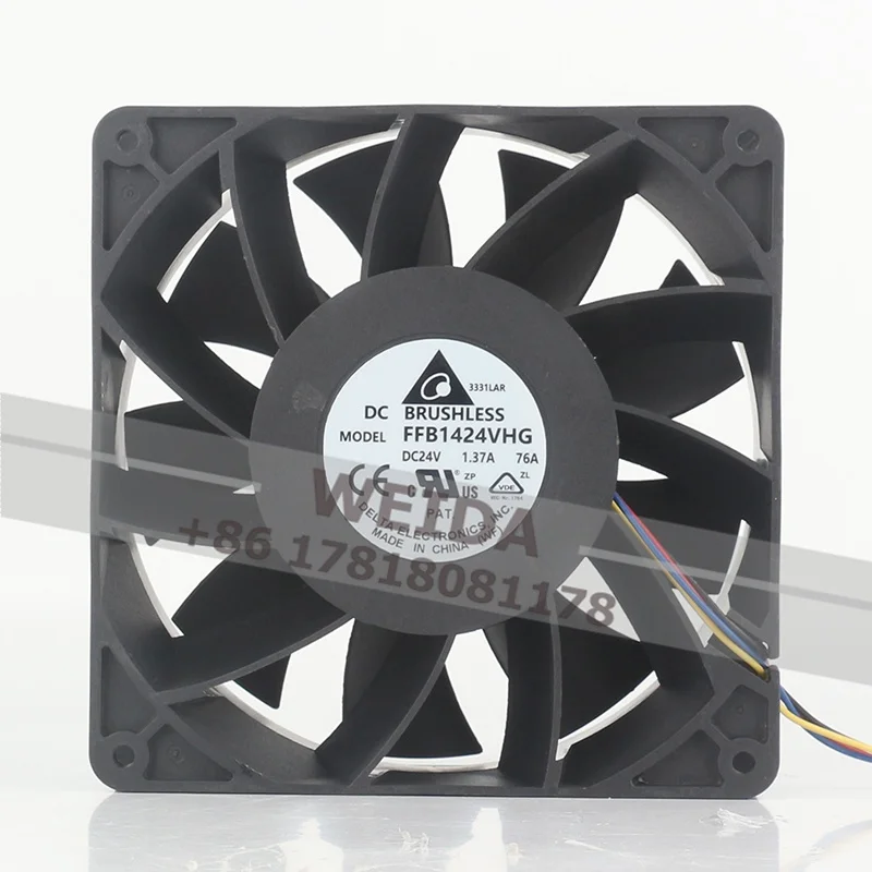 

Вентилятор охлаждения Delta DC 24V 1.37A, 14 см, 14050, бесшумный, с высоким объемом воздушного потока, инверторный, четырехпроводной, 140x140x50 мм, FFB1424VHG