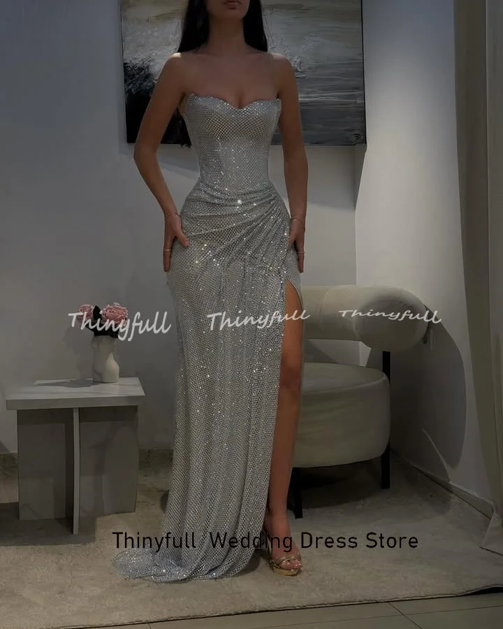 Thinyfull sirena brillo vestidos De graduación sin mangas Sweetheart vestido De fiesta De noche vestido largo especial bata De Soirée personalizado