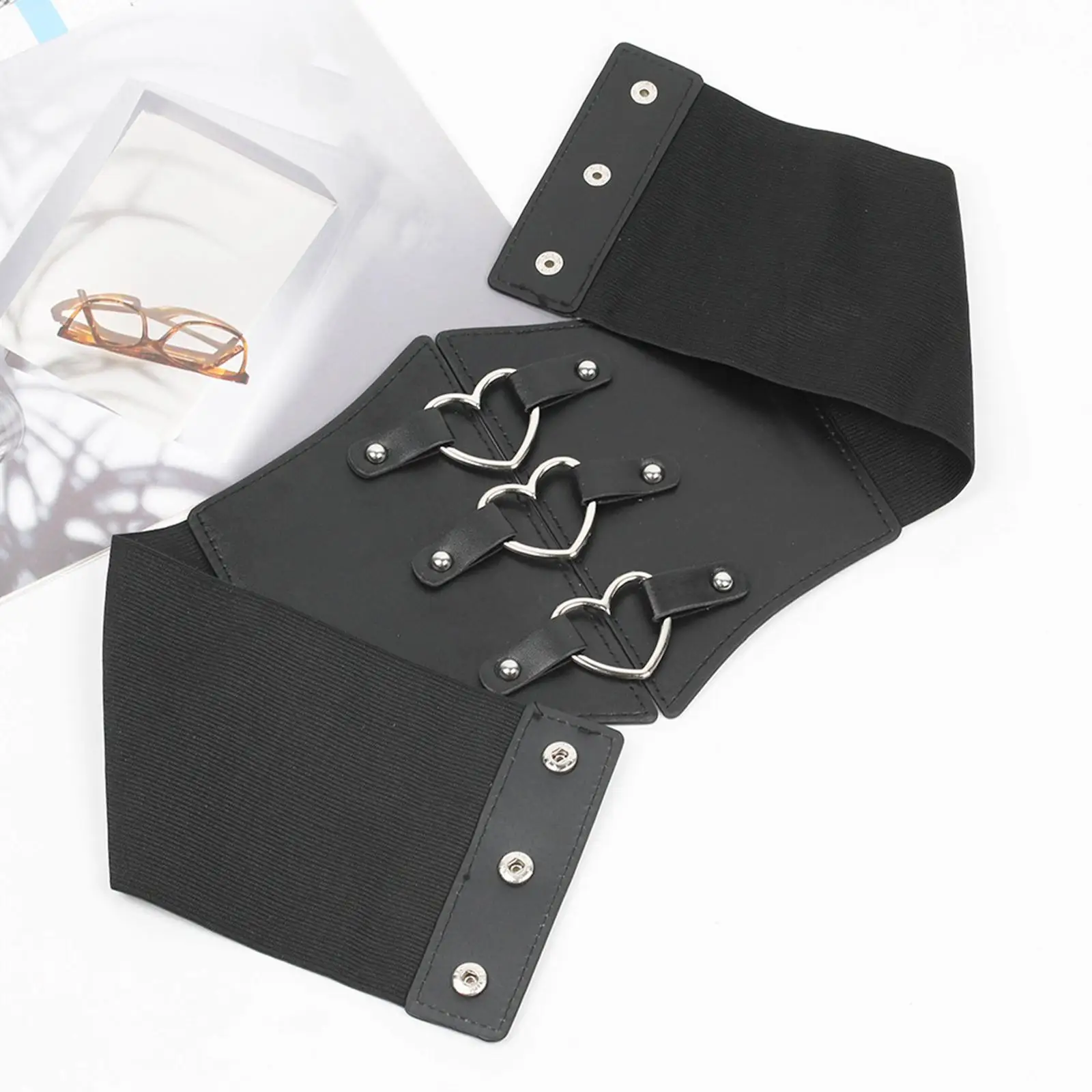 Creative Womens Belt Corset Elastic Wide Buckle Stretch Accessories Underbust wrap for Dress Party Cosplay Coats Halloween