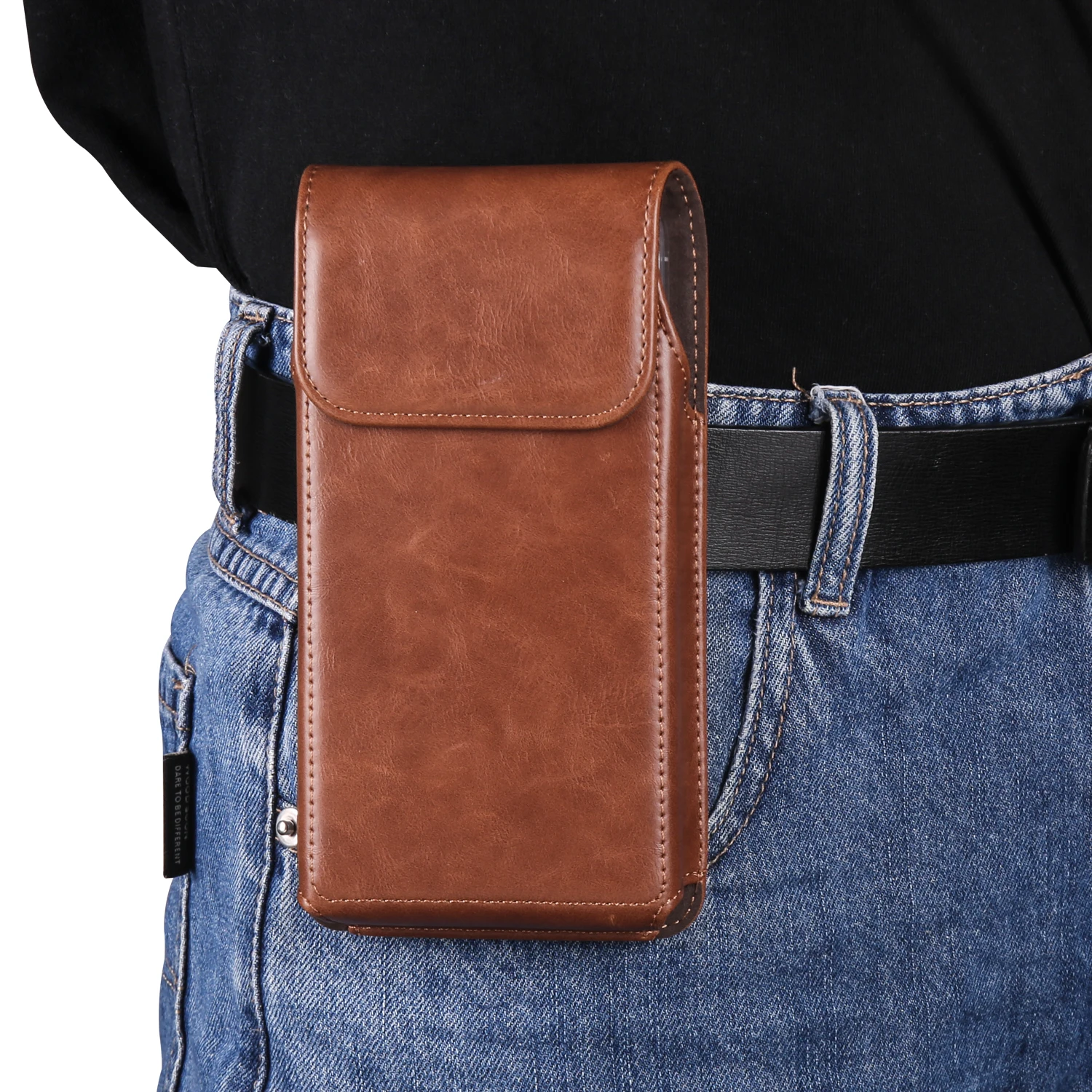 Leather Men Waist Bag Mobile Phone Fanny Pack Holster Pouch for Xiaomi Redmi Oppo Huawei Samsung Galaxy iPhone 15 Pro Max Plus