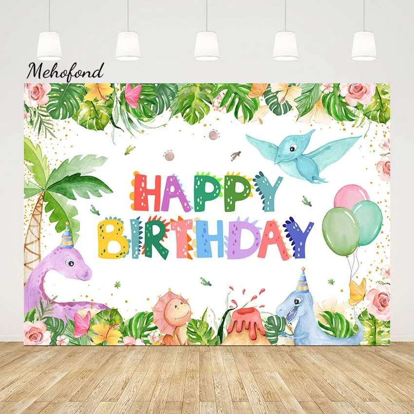 

Mehofond Jungle Animals Backdrop Child Birthday Party Wild One Safari Balloon Decorations Baby Shower Banner Photocall Studio