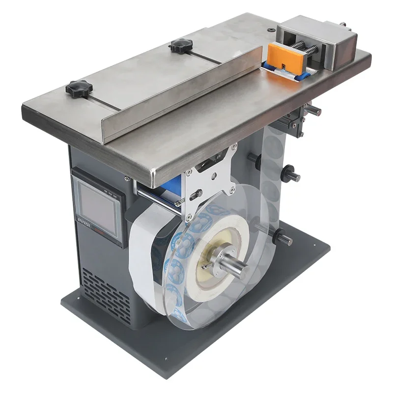 Desktop labeling machine for box Mini Manual Corner label applicator machine Semi Automatic right Angle labeling machine