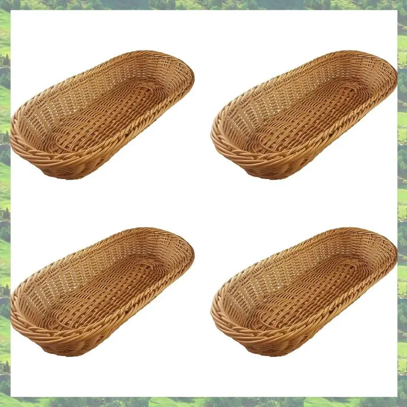 

A59Z-4X Oval Wicker Woven Basket Bread Basket Serving Basket, 14Inch Storage Basket For Food Fruit Cosmetic Storage Tabletop