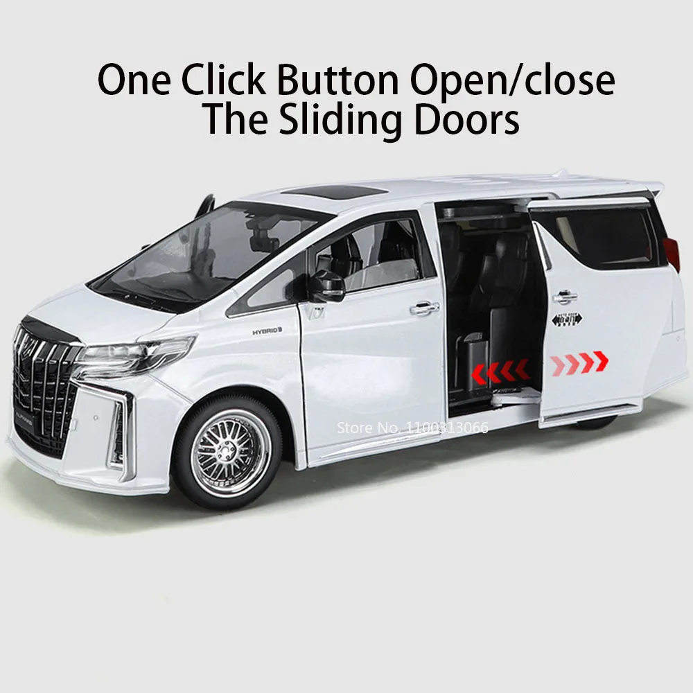 Big 1/18 Alphard Alloy Cars Model Toy Door simulazione aperta giocattoli per auto MPV con suono e luce tirare indietro il veicolo per i regali dei