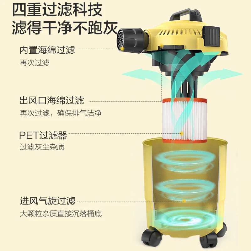 진공 청소기, 대형 흡입 가정용 흡입 및 견인 기계, 4중 여과 기술, 건식 및 습식 버킷 산업용