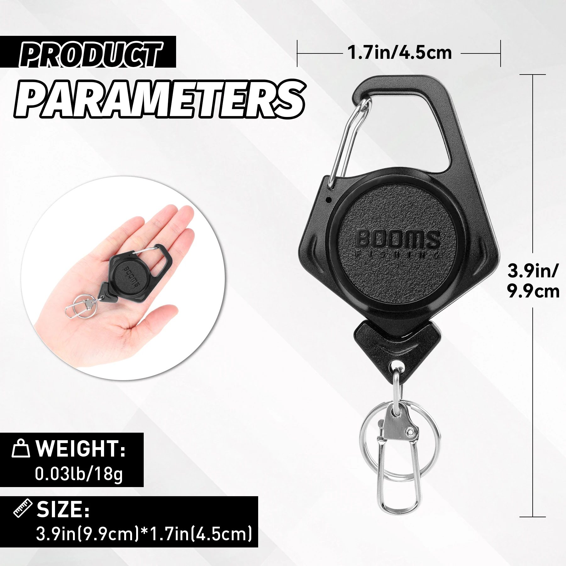Booms Fishing XW80 – Zinger retráctil para accesorios de pesca 70cm - imagen 4