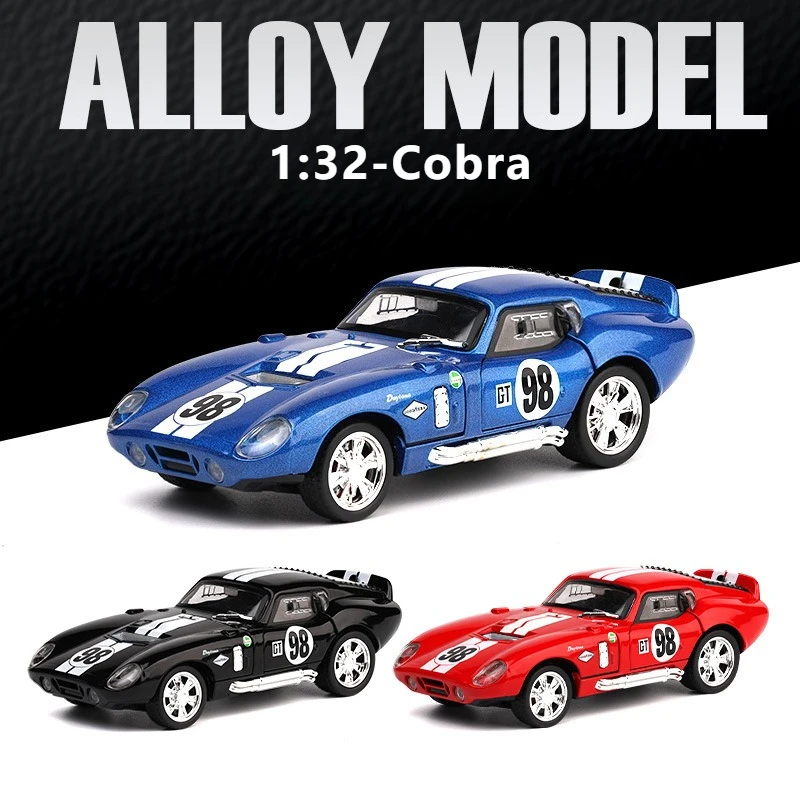 1:32 Cobra Daytnoa Coupe Modello di auto Pressofuso in metallo Suono Luce Tirare indietro Simulazione Modelli di veicoli Ornamenti Regalo