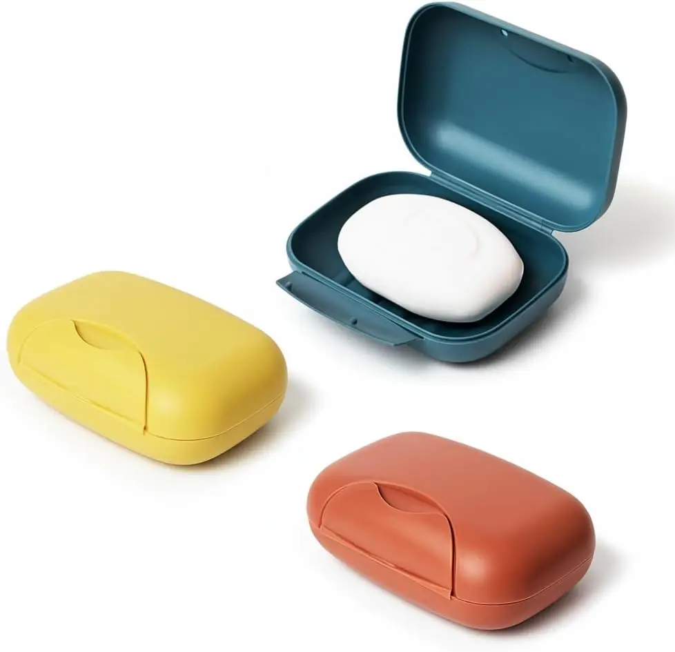 

Набор из 3 дорожных футляров для мыла, портативные держатели для мыла для ванной, кемпинга, походов - разные цвета