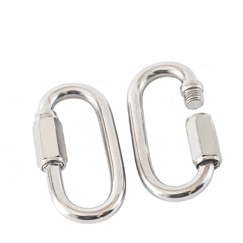 คลิปหนีบแบบล็อคสามเหลี่ยมวงรี สแตนเลส 304 สำหรับเชื่อมต่อเชือก ใช้กับรถพ่วง ชิงช้า เปลญวน สายเคเบิล และการตั้งแคมป์