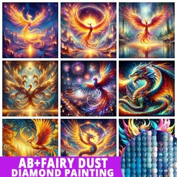 Fairy Dust AB Diamond Painting Fantasy Animals Colorful Phoenix Dragon And Lion DIY 5D Mosaic Kits Embroidery Cross Stitch Decor