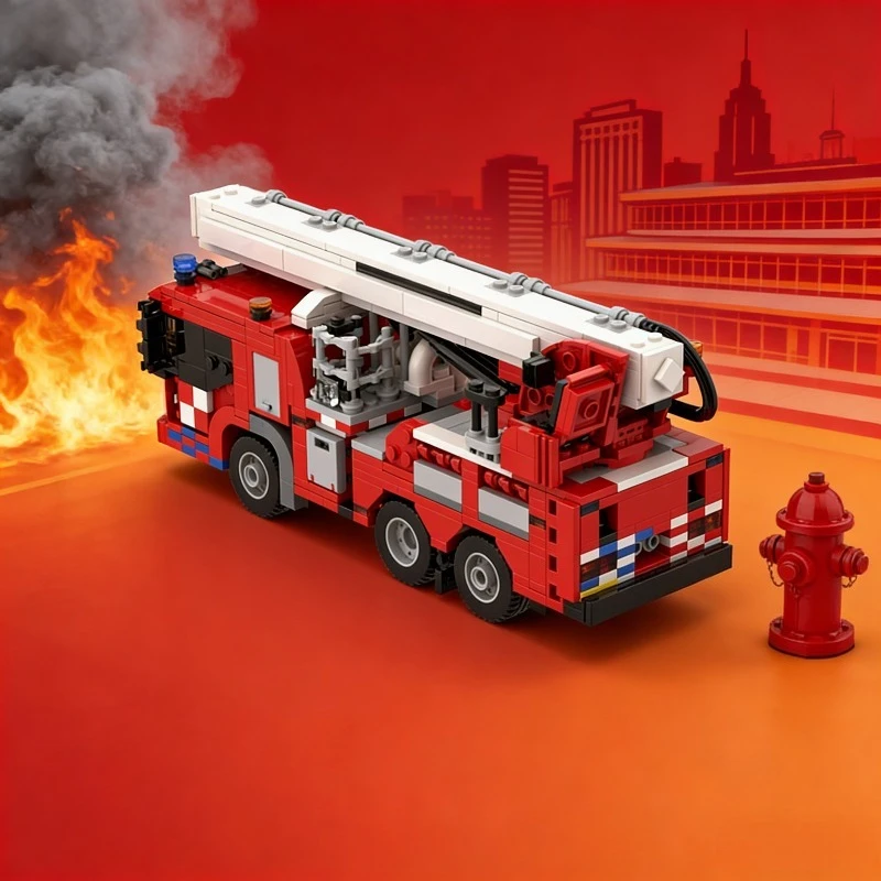 864PCS Modular Fire Truck Building Kit - DIY Technical Model for Teens & Adults Gift