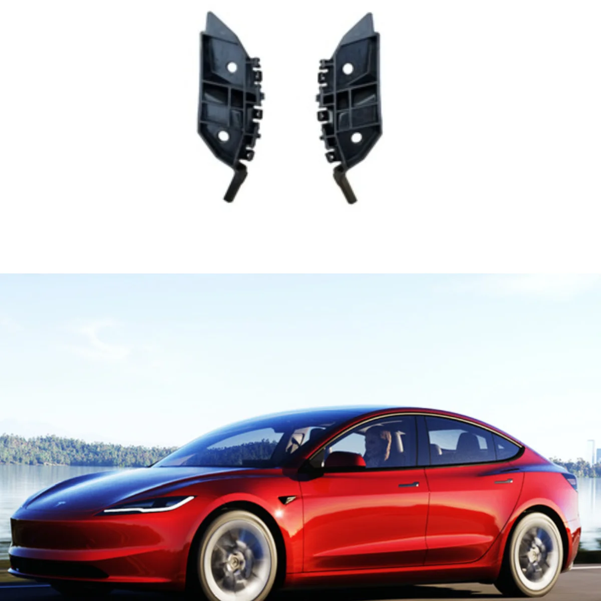 

For Tesla 2024 Model 3 Highland Front Insurance Black Bar Fixed Small Bracket 1734299-00-H 1734200-00-H