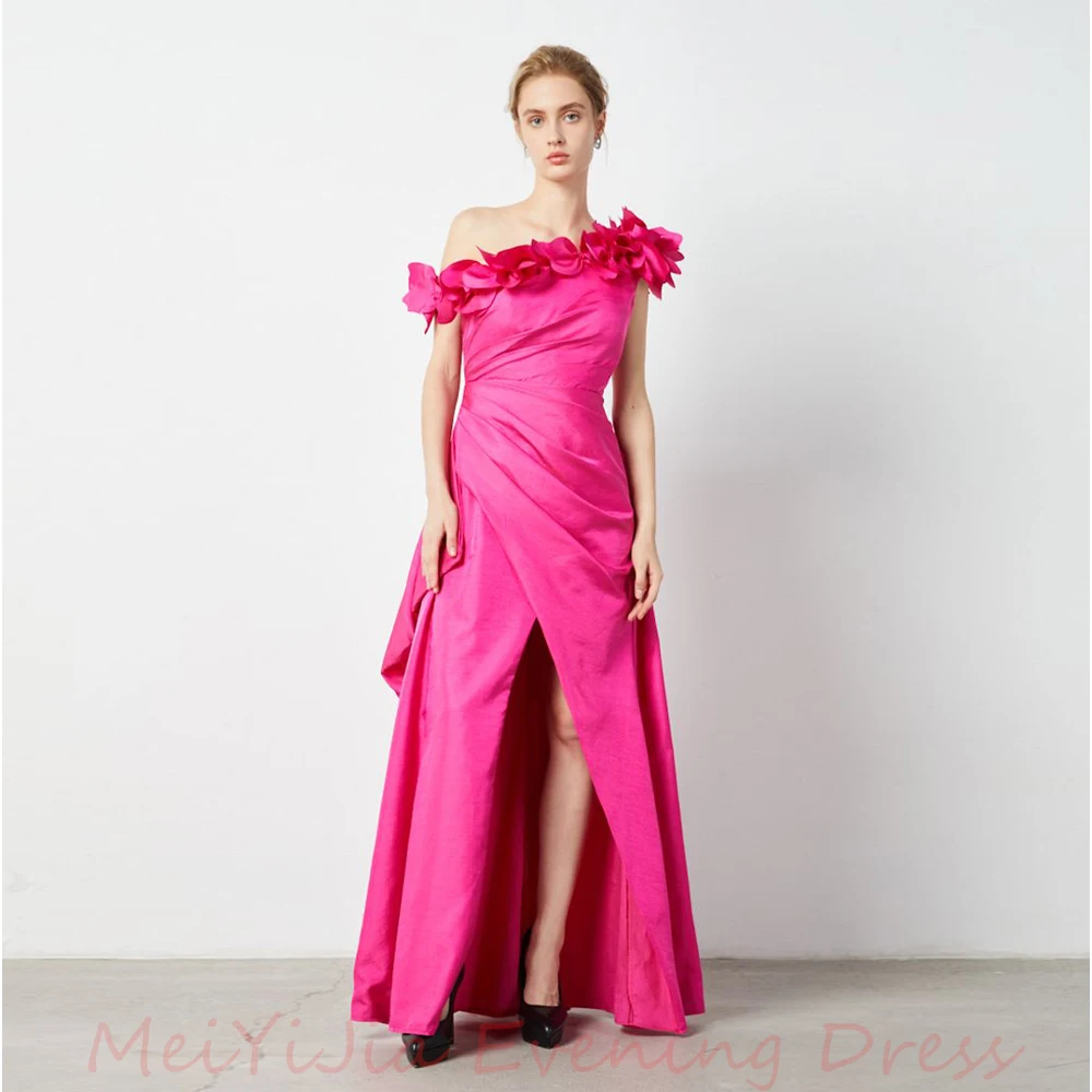 Meiyijia One-shoulder Flower Front-Split SleeveLess Ankle-Length فستانسهرة Arabia Sexy Evening Birthday Club Outfits Summer2024