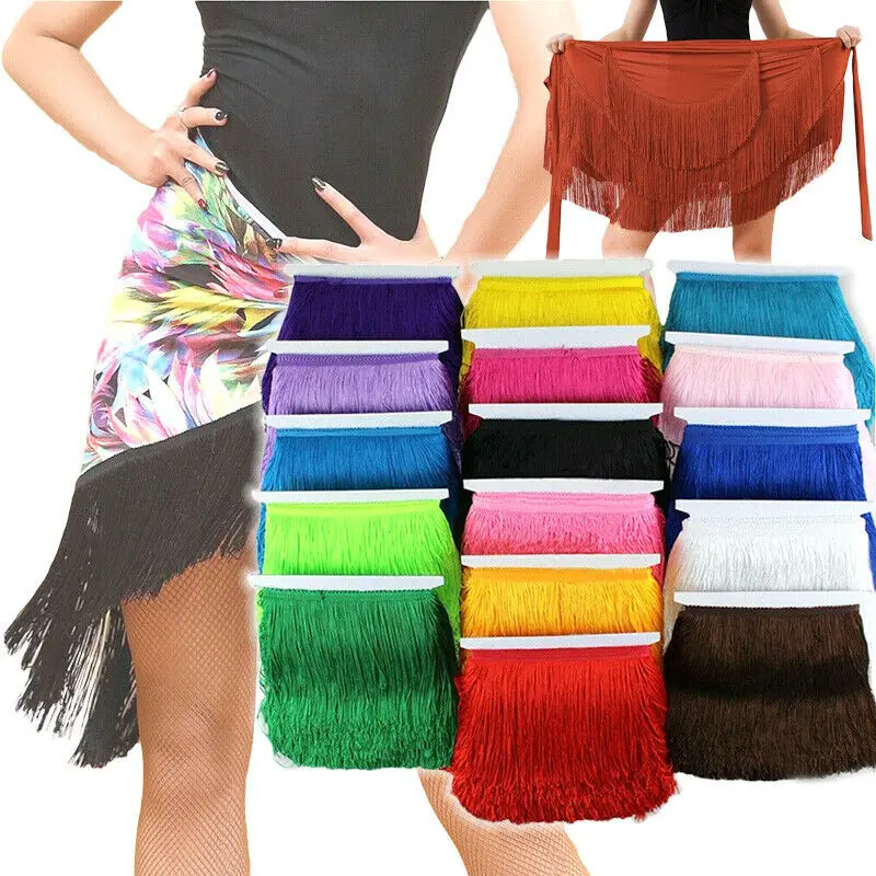 

10 Meter Latin Fringe Tassel Lace Macrame 15cm Lace Trimming Tassel Rayon Diy Samba Dance Dress Stage Garment Sewing Accessory