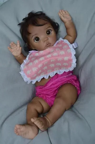 Reborn Baby Peeka Dark Skin African Girl Doll com cabelo enraizado à mão, boneca já acabada, personalizado, fornecimento limitado, 16 pol