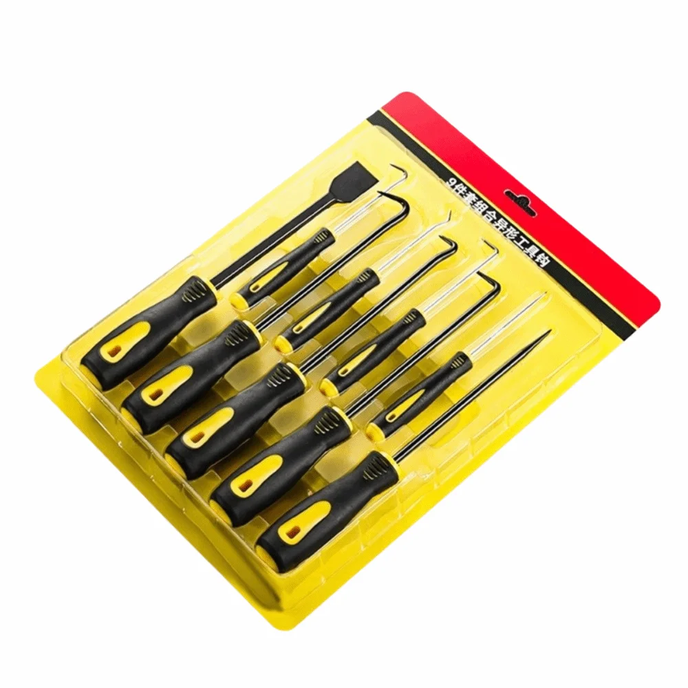 9PCS Rubber Handle Scraper Pick Hook Kit Long & Short Style Universal Hose Removal Tool Set Rust Proof Gasket Scraping Tool