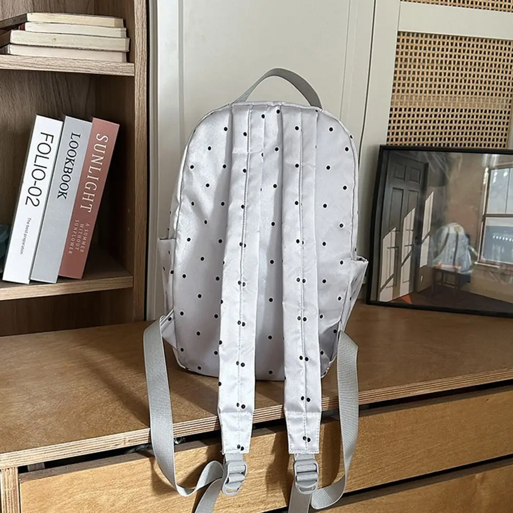 Nylon Material Polka Dot Backpack Lightweight Design Durable Construction Student School Bag Large Capacity Portable Size