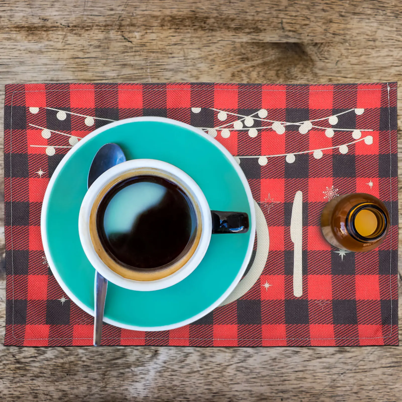 

2 Pcs Plaid Placemat Chic Decorative Non-slip Christmas Party Decoration Heat-resistant Mats Cloth Dinner